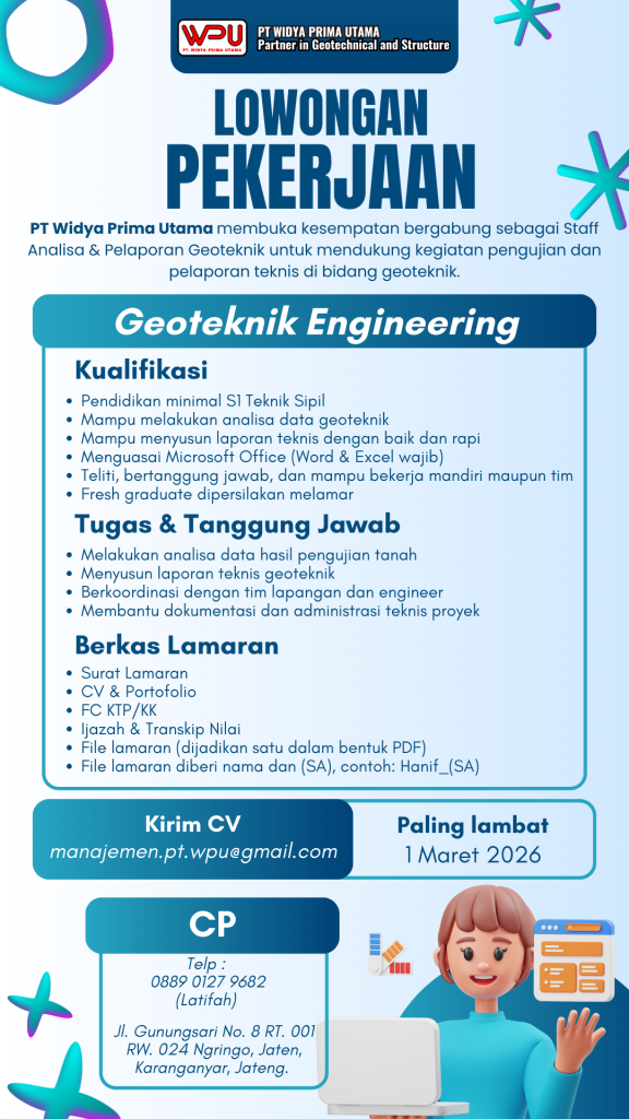 lowongan pekerjaan Geoteknik Engineer